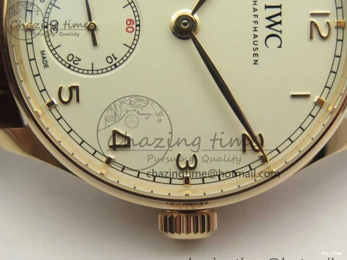 MIROTIME 0501 Portuguese Tourbillon IW5463 RG ZF Best Edition White Dial on Brown Leather Strap Stylish 7174